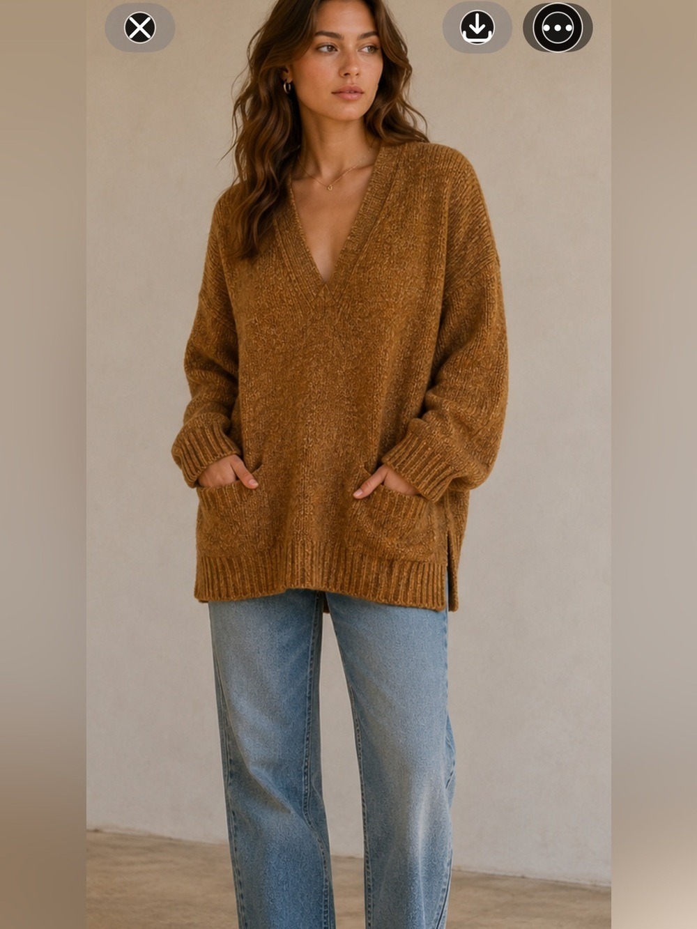 KNOTT by Jean-Paul Knott & Tomorrowland Camel V-Neck Sweater Relaxed Fit